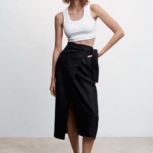 Mango linen wrap skirt
